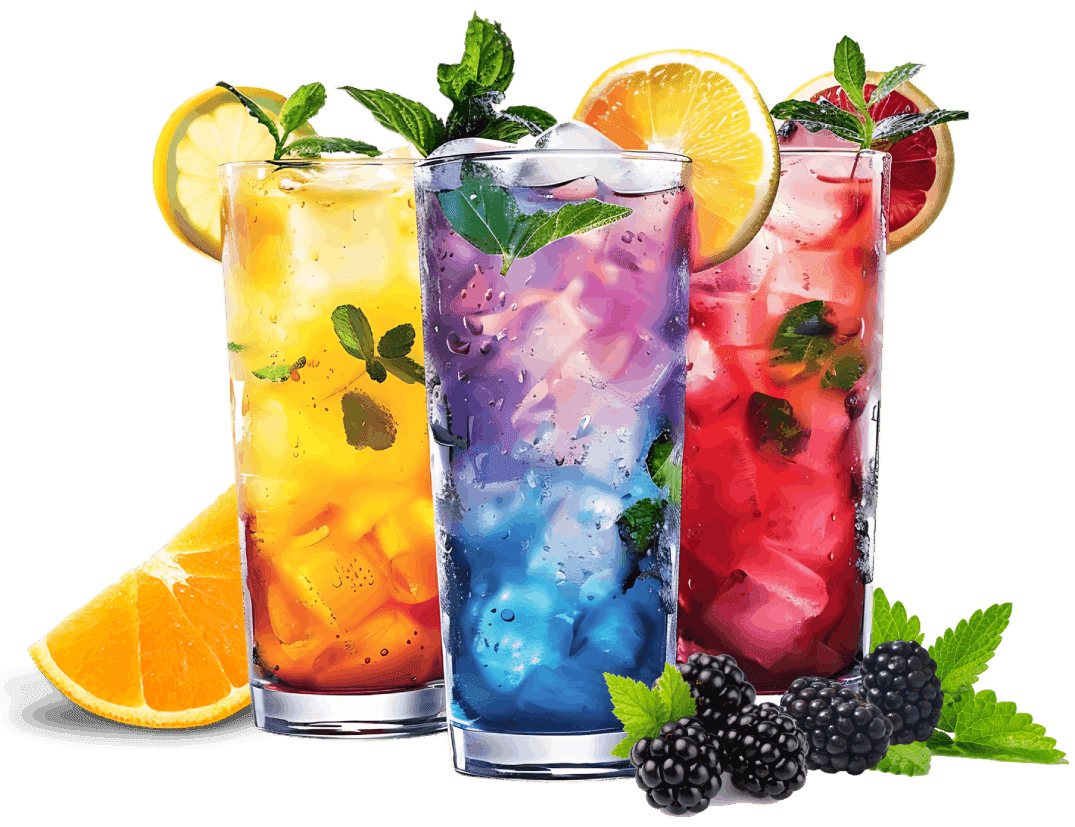 Florida moonshine company inspiration - Colorful moonshine Beverages with fruit
